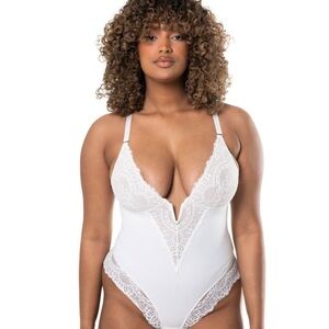 White Lace Bodysuit (seen on TikTok) hey shape wear